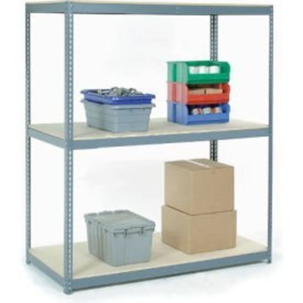 Global Equipment Wide Span Rack 60Wx36Dx96H, 3 Shelves Wood Deck 1200 Lb Cap. Per Level, Gray 716685